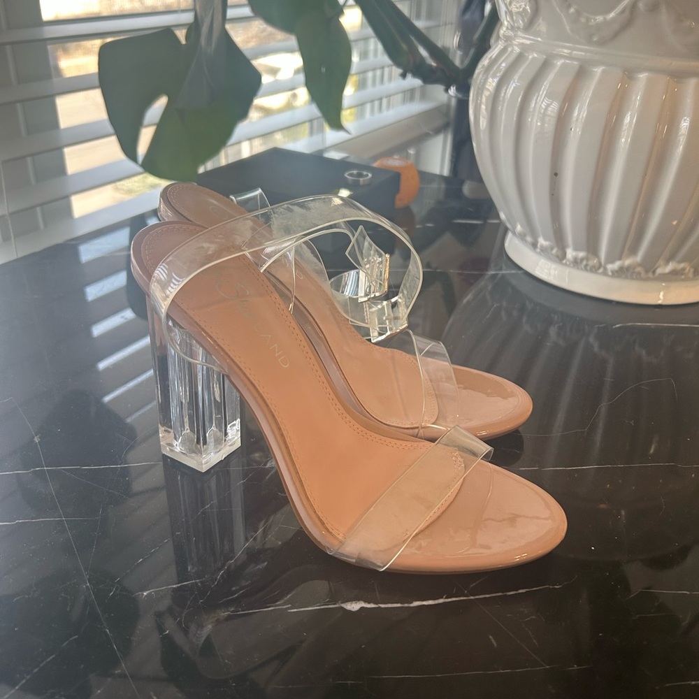 Clear Strap Block Heel Sandals